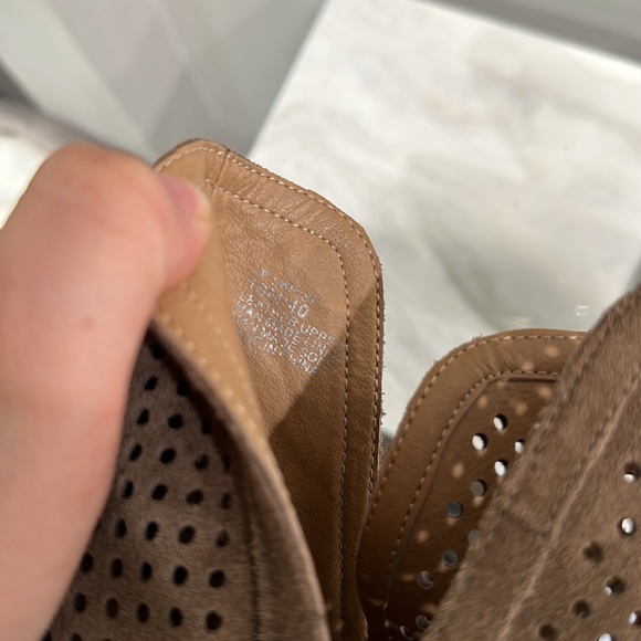 Lucky Brand Larise Open Toe Ankle Bootie Brown Slip On Suede Cut Out Size 10 - Picture 9 of 10